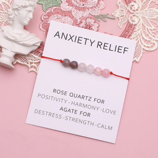 Anxiety Relief Bracelet Rose Quartz Healing Crystals Bracelet Stress Relief Bracelet for Women Men Friendship Spiritual Gift - my-magic-mirror
