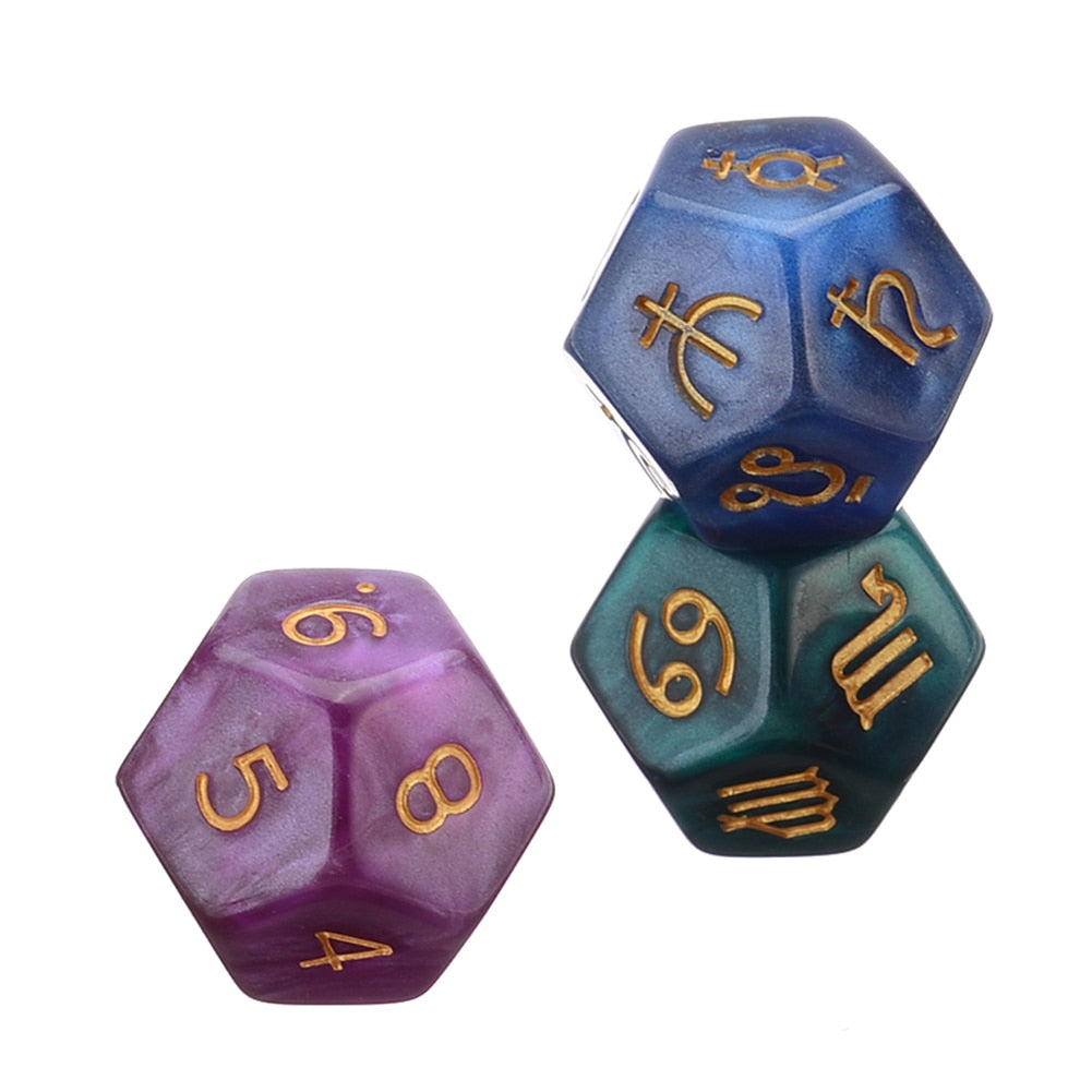 3Pcs 12-Sided Dice Astrology Tarot Card Multifaceted Constellation Dice Leisure And Entertainment Toys For Party Game - my-magic-mirror