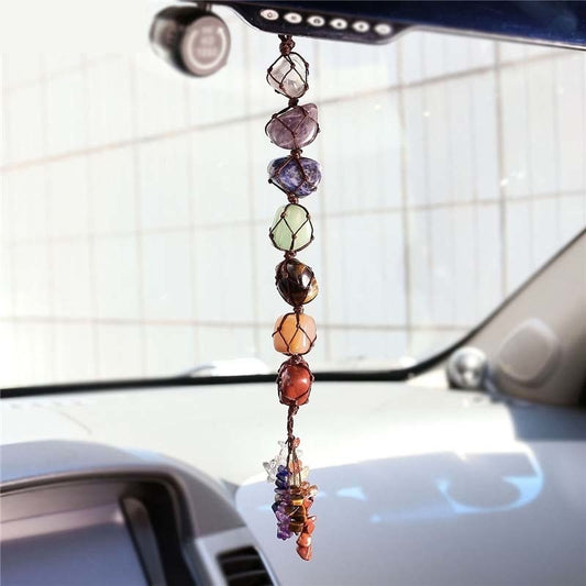 7 Chakra Gemstone Tassel Spiritual Car Pendant Reiki Healing Home Auto Hanging Ornament Natural Stone Decoration - my-magic-mirror