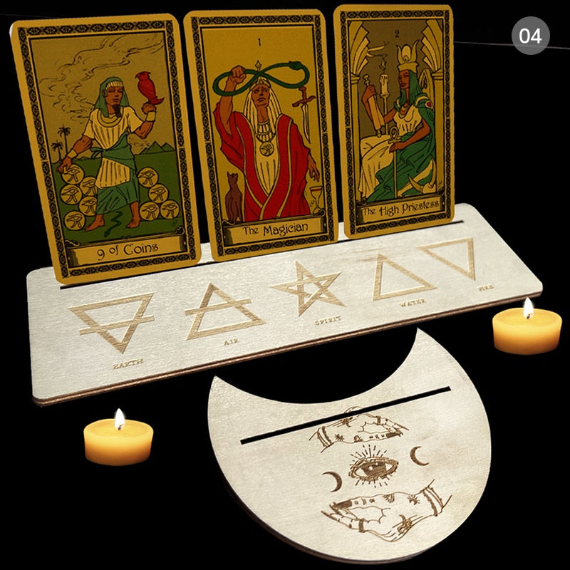 2/4pcs Wooden Card Stand for Tarot Moon Shape Rectangle Card Altar Stand Wood Display for Witch Divination Tools Decor - my-magic-mirror
