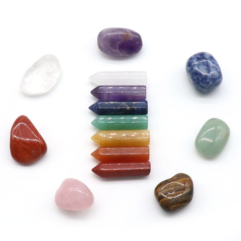 14PCS Natural Stone Set 7 Chakra Reiki Healing Stone Quartz Mineral Ornament Healing Gemstone Home Decoration Craft Stones Gifts - my-magic-mirror