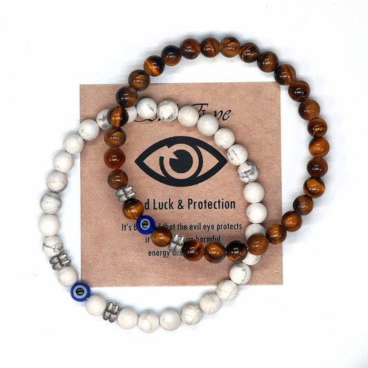 2022 Turkish Spiritual Jewelry Lucky Blue Evil Eye Bracelet Men Women Natural Tiger Eye Stone Protection Beads Bracelet For Men - my-magic-mirror
