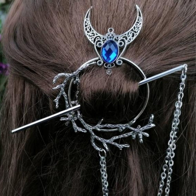Unique Witch Crescent Moon Hair Stick Viking Branch Rhinestone Chic Point Vintage Girl Hair Accessories Jewelry 2022 Chopsticks - my-magic-mirror