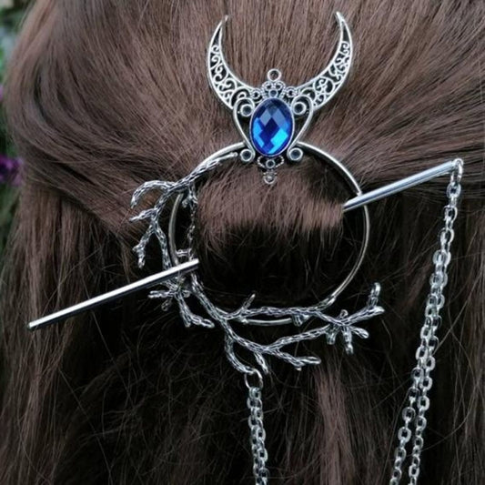 Unique Witch Crescent Moon Hair Stick Viking Branch Rhinestone Chic Point Vintage Girl Hair Accessories Jewelry 2022 Chopsticks - my-magic-mirror