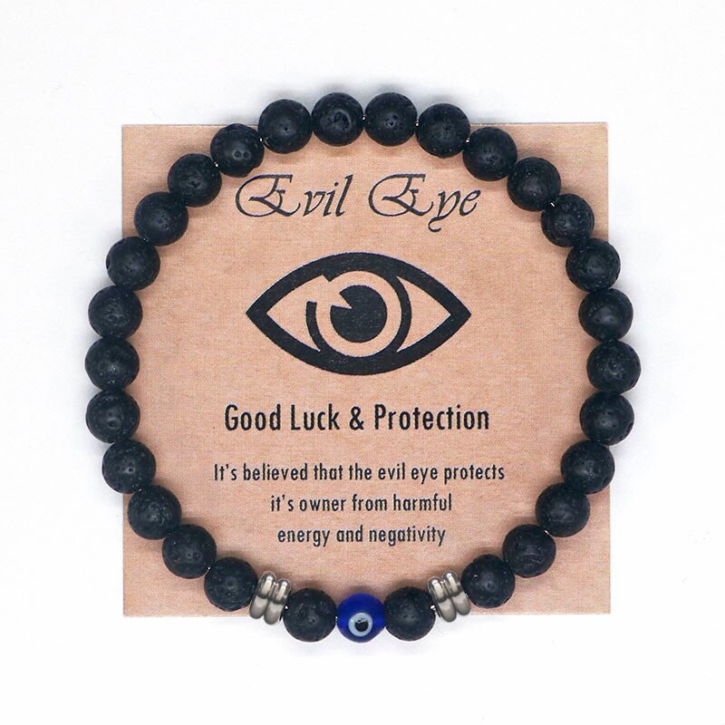 2022 Turkish Spiritual Jewelry Lucky Blue Evil Eye Bracelet Men Women Natural Tiger Eye Stone Protection Beads Bracelet For Men - my-magic-mirror