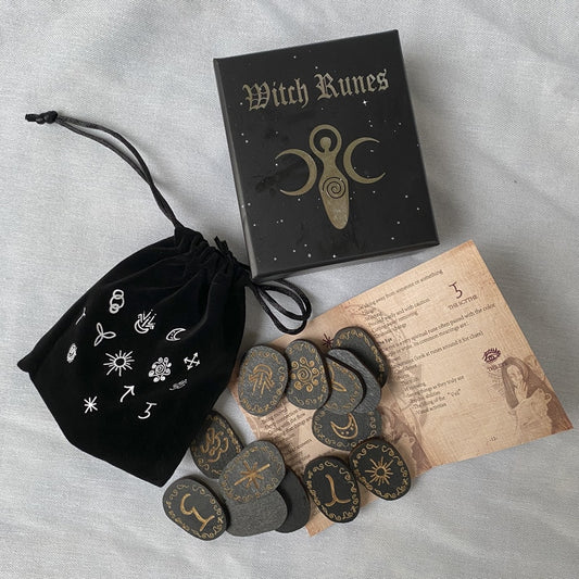 Witch Runes Stones Set Rune Witch Accessories Wood Engraved Witch Rune Symbol for Meditation Divination Tools Rune Stones - my-magic-mirror