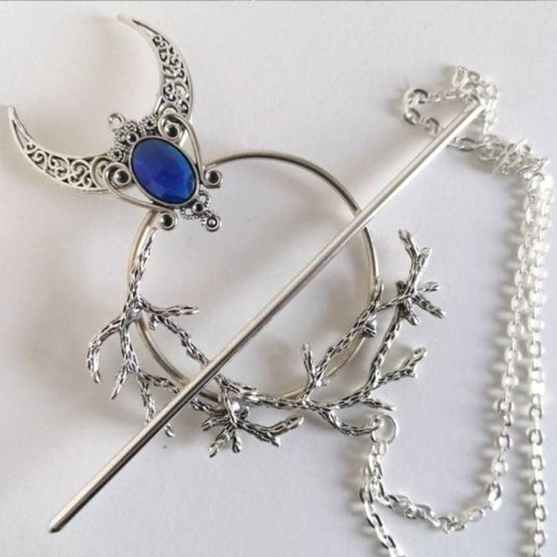 Unique Witch Crescent Moon Hair Stick Viking Branch Rhinestone Chic Point Vintage Girl Hair Accessories Jewelry 2022 Chopsticks - my-magic-mirror