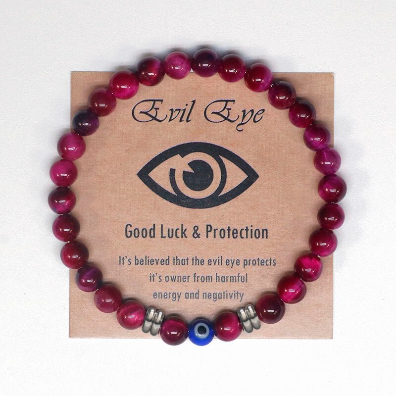 2022 Turkish Spiritual Jewelry Lucky Blue Evil Eye Bracelet Men Women Natural Tiger Eye Stone Protection Beads Bracelet For Men - my-magic-mirror