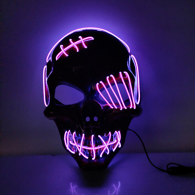 Scar One-eyed Pirate Mask Bloody Horror Cold Light Halloween Mask Led Glowing Mask