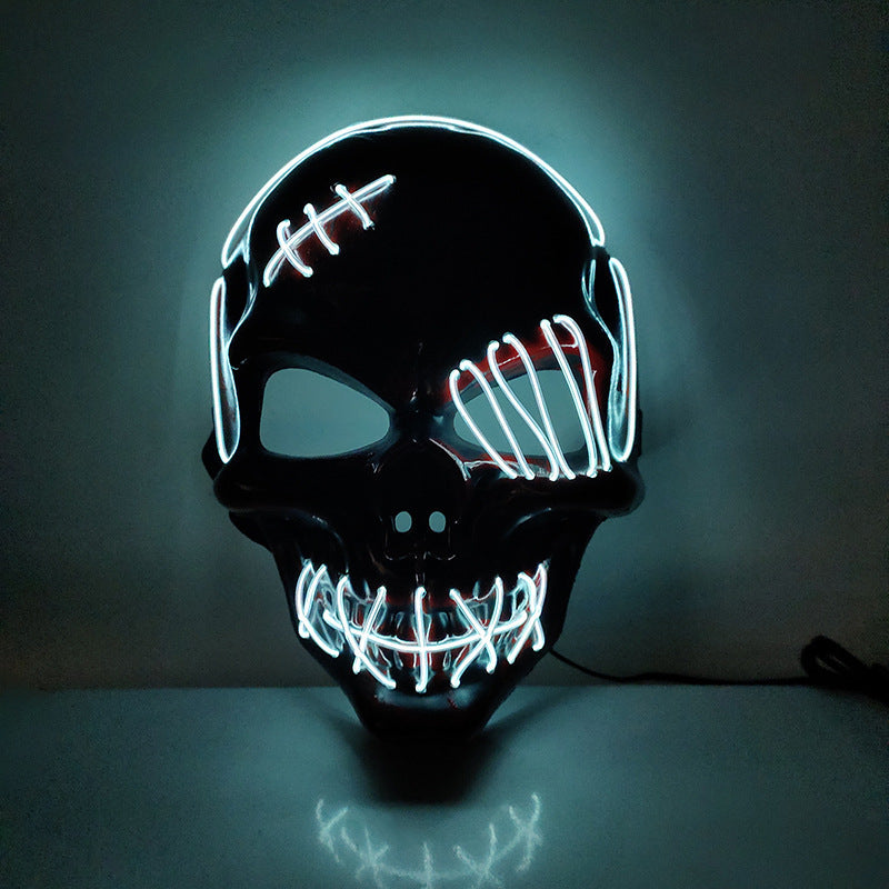 Scar One-eyed Pirate Mask Bloody Horror Cold Light Halloween Mask Led Glowing Mask