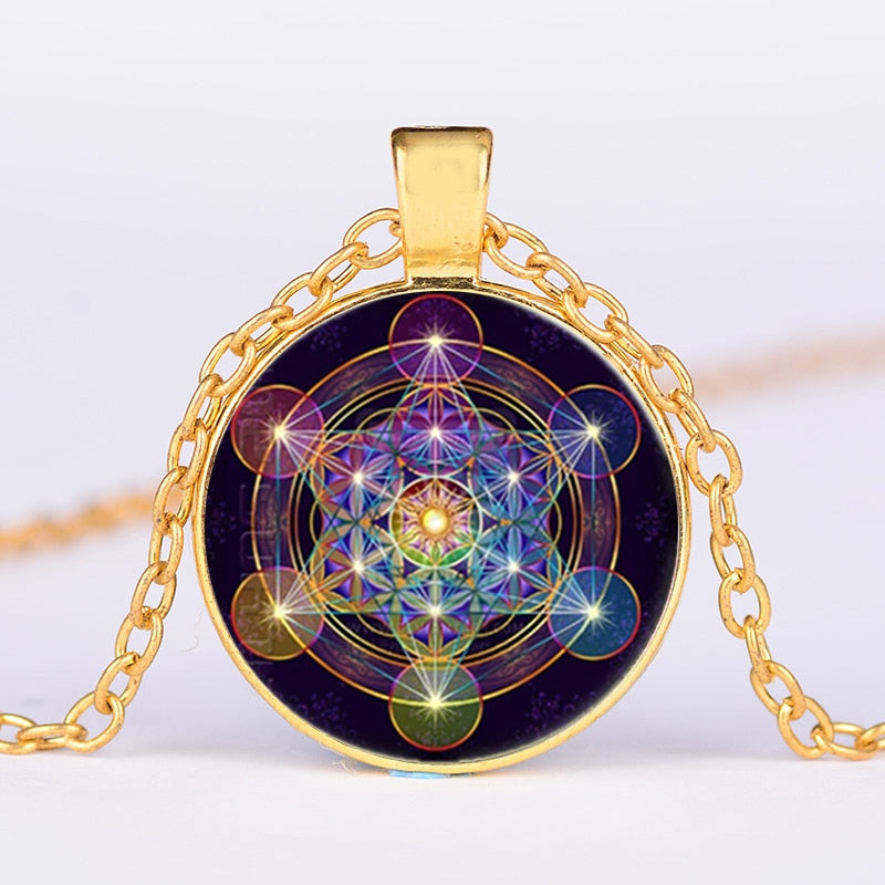 Greece Sacred Geometry Metatron Cube Necklace Chic Flower of Life Chakra Spiritual Pendant Necklace Magic Hexagram Choker - my-magic-mirror