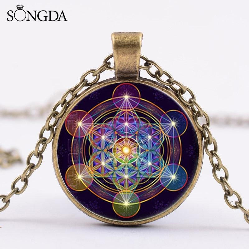 Greece Sacred Geometry Metatron Cube Necklace Chic Flower of Life Chakra Spiritual Pendant Necklace Magic Hexagram Choker - my-magic-mirror