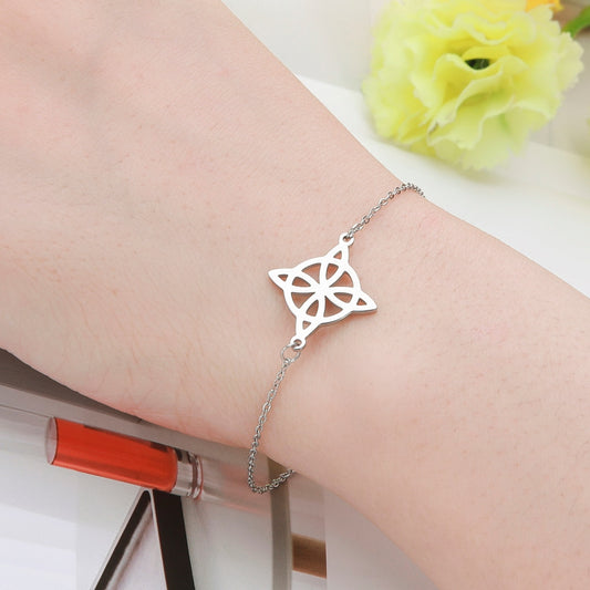 Skyrim Trendy Geometric Witch Celtics Knot Charm Bracelet Women Female Stainless Steel Witchcraft Chain Love Bangles Jewelry - my-magic-mirror