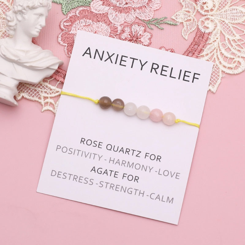 Anxiety Relief Bracelet Rose Quartz Healing Crystals Bracelet Stress Relief Bracelet for Women Men Friendship Spiritual Gift - my-magic-mirror