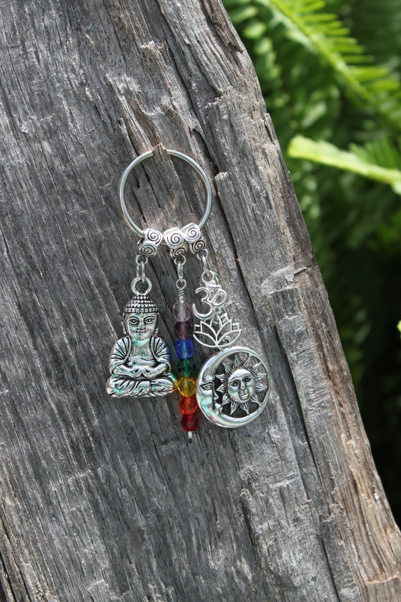 Meditating Buddha Keychain | Backpack Charm | Yoga Gift | Buddha Keychain | Om Key Chain | Chakra | Spiritual - my-magic-mirror