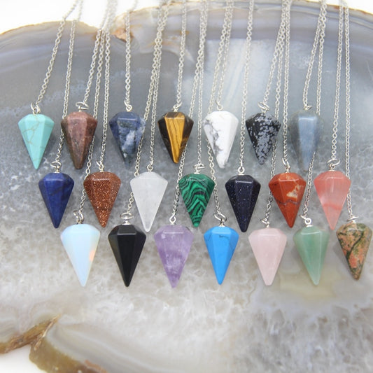 Natural Quartz Reiki Healing Pendulum,for Dowsing Spiritual Divination Cone Crystal Quartz Pendulos Small Size Necklace Jewelry - my-magic-mirror