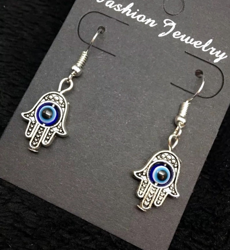 Mini Hamsa Hand Earrings Hand of Fatima Spiritual Yoga Buddha Evil Eye Pendant Protection Lucky Luck Love Religious Studs Eye - my-magic-mirror