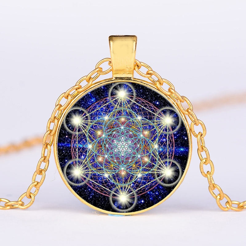 Greece Sacred Geometry Metatron Cube Necklace Chic Flower of Life Chakra Spiritual Pendant Necklace Magic Hexagram Choker - my-magic-mirror