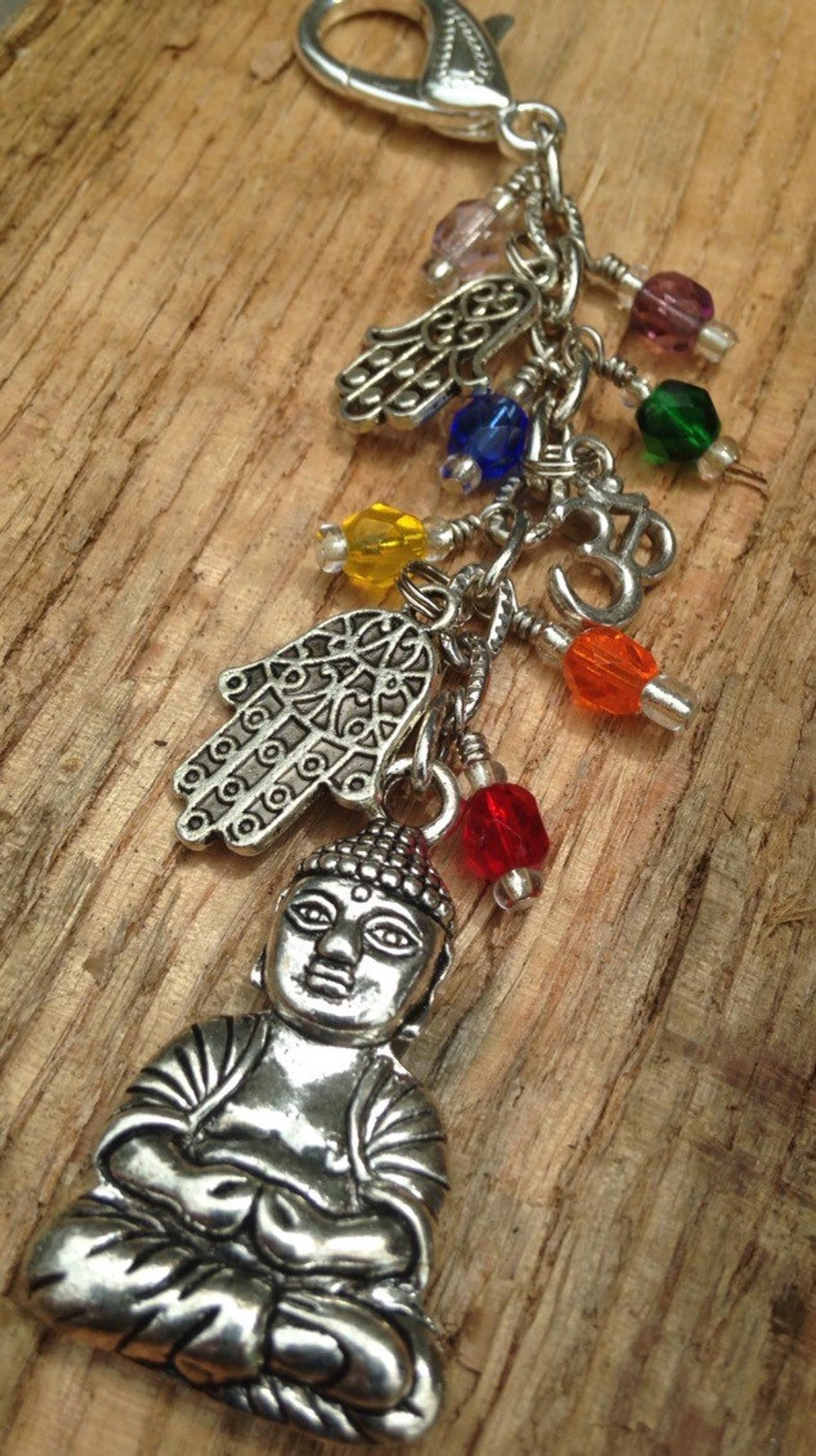 Meditating Buddha Keychain | Backpack Charm | Yoga Gift | Buddha Keychain | Om Key Chain | Chakra | Spiritual - my-magic-mirror