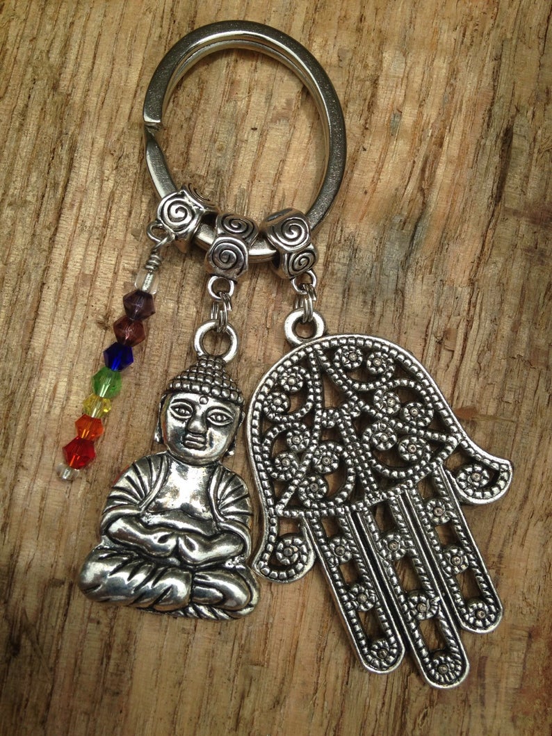 Meditating Buddha Keychain | Backpack Charm | Yoga Gift | Buddha Keychain | Om Key Chain | Chakra | Spiritual - my-magic-mirror