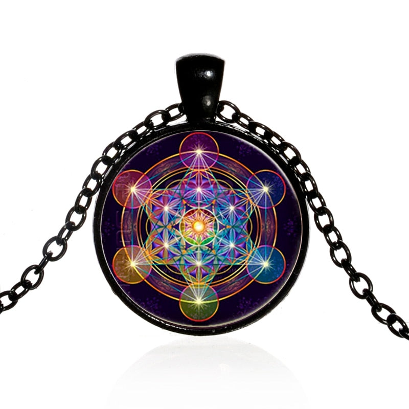 Greece Sacred Geometry Metatron Cube Necklace Chic Flower of Life Chakra Spiritual Pendant Necklace Magic Hexagram Choker - my-magic-mirror