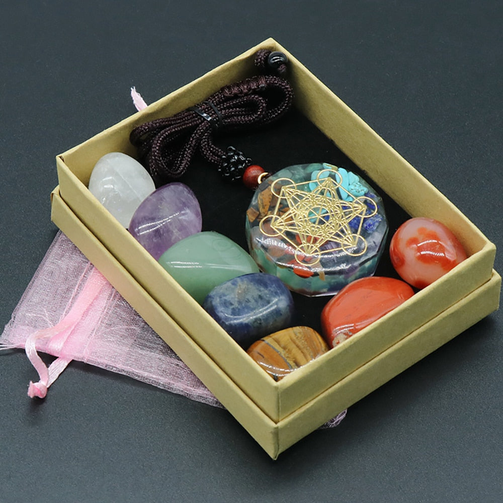 Orgone Pendant Kit 7 Chakra Healing Crystals Stones Metatron Cube Orgonite Pendant Energy Generator Necklace Spiritual Enhance - my-magic-mirror