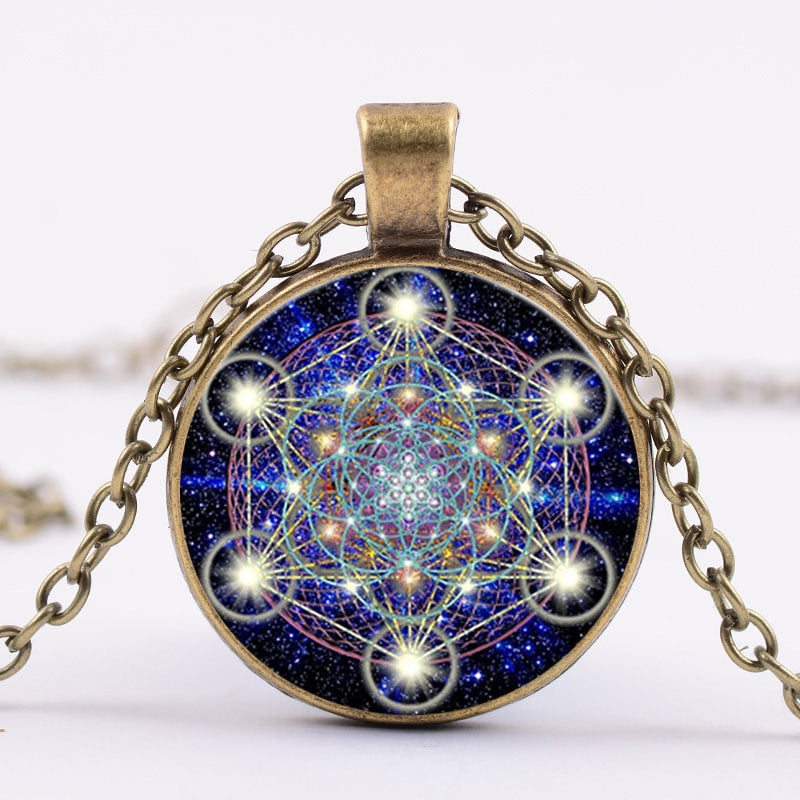 Greece Sacred Geometry Metatron Cube Necklace Chic Flower of Life Chakra Spiritual Pendant Necklace Magic Hexagram Choker - my-magic-mirror