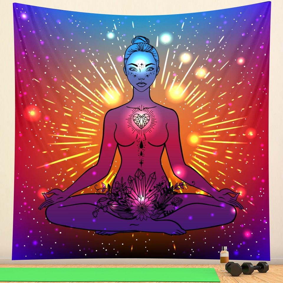 Indian Buddha meditation chakra tapestry wall decoration Mandala tapestry witchcraft Bohemian Hippie home decoration yoga mat - my-magic-mirror