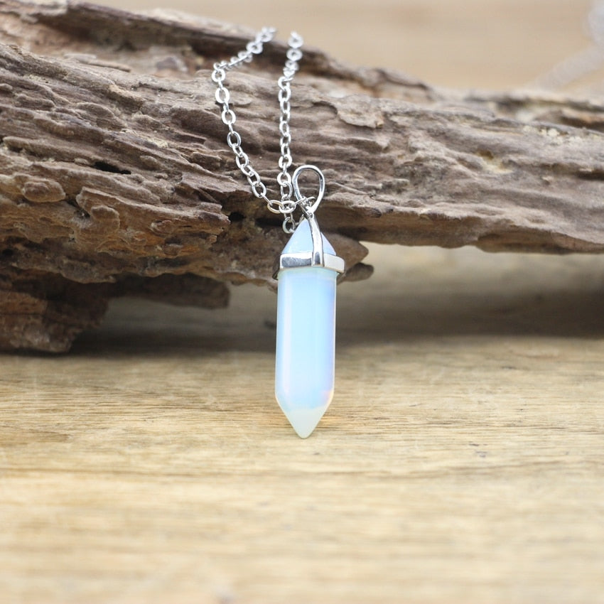 Natural Stone Hexagonal Point Pendants Necklaces Healing Crystal Quartz Fluorite Lapis Bullet Pendulum Chakra Jewelry QC3106 - my-magic-mirror