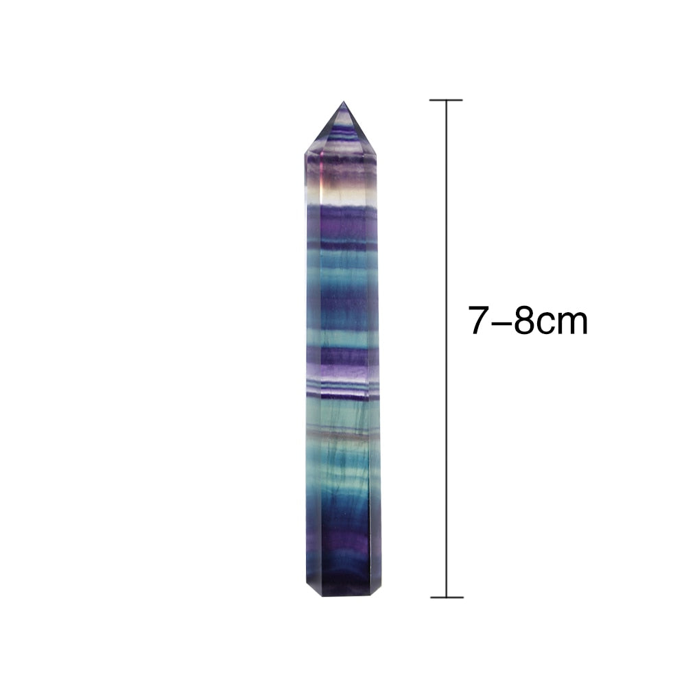 Natural Fluorite Crystal Colorful Striped Fluorite 4-7CM Quartz Crystal Stone Point Healing Hexagonal Wand Treatment Stone - my-magic-mirror