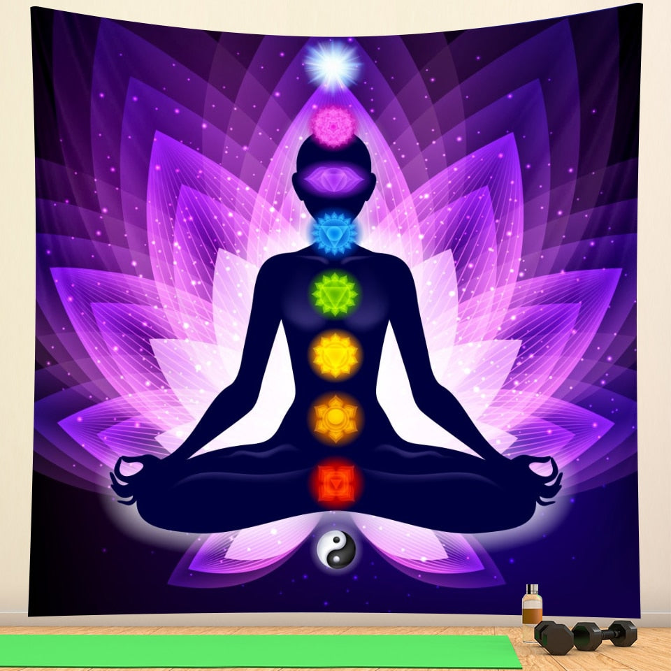 Indian Buddha meditation chakra tapestry wall decoration Mandala tapestry witchcraft Bohemian Hippie home decoration yoga mat - my-magic-mirror