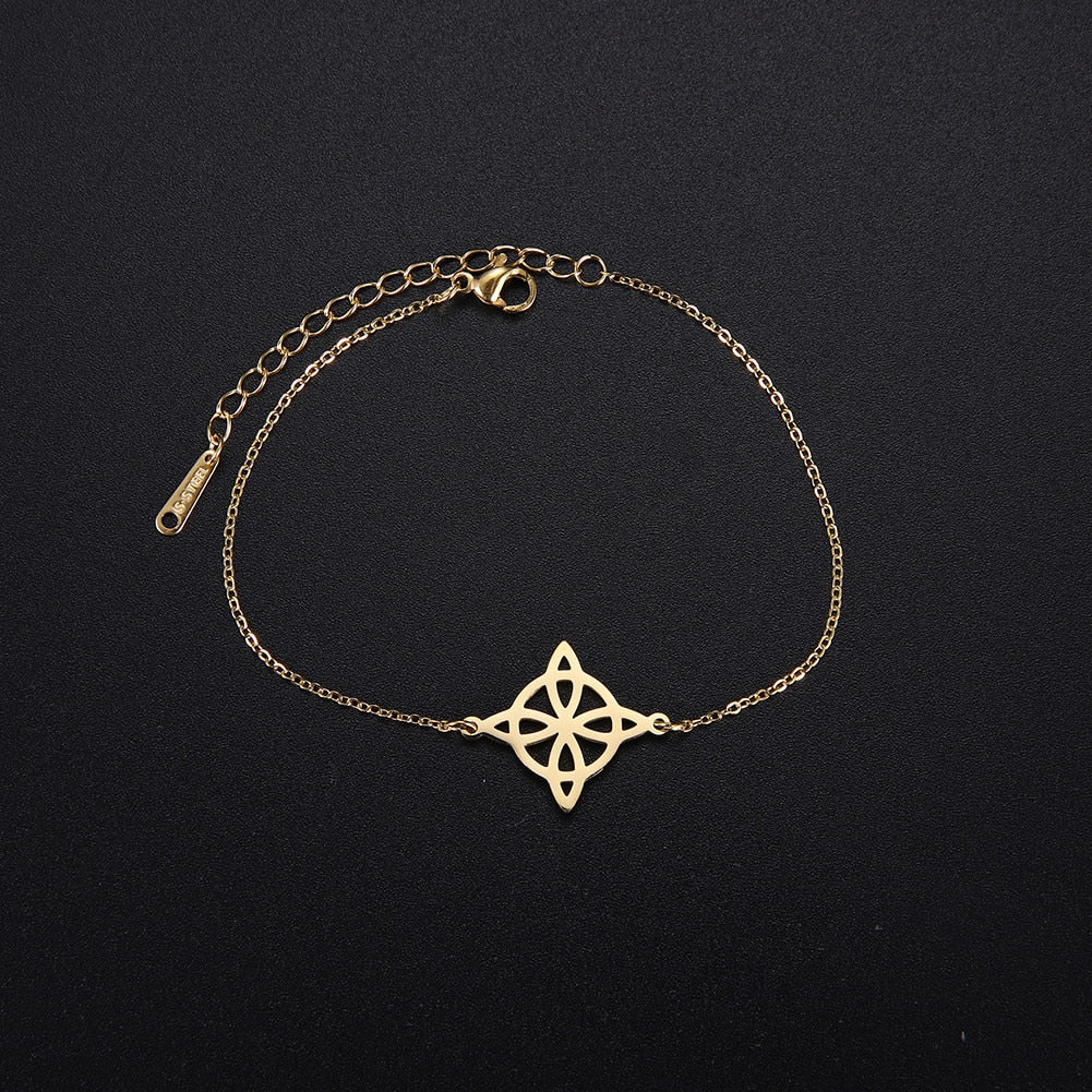 Skyrim Trendy Geometric Witch Celtics Knot Charm Bracelet Women Female Stainless Steel Witchcraft Chain Love Bangles Jewelry - my-magic-mirror