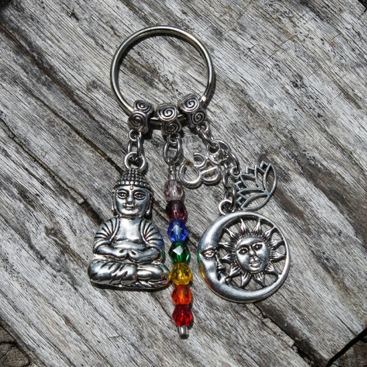 Meditating Buddha Keychain | Backpack Charm | Yoga Gift | Buddha Keychain | Om Key Chain | Chakra | Spiritual - my-magic-mirror