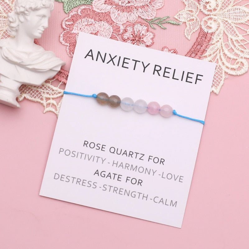 Anxiety Relief Bracelet Rose Quartz Healing Crystals Bracelet Stress Relief Bracelet for Women Men Friendship Spiritual Gift - my-magic-mirror