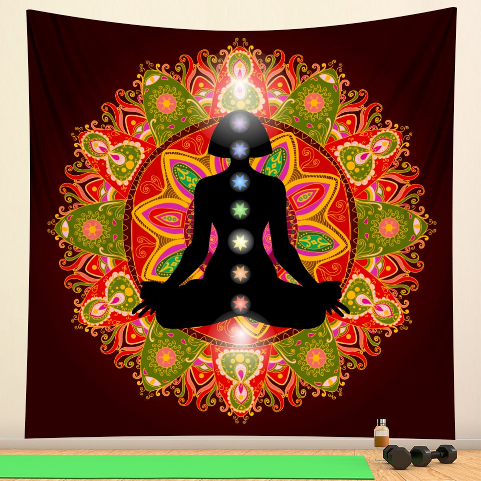 Indian Buddha meditation chakra tapestry wall decoration Mandala tapestry witchcraft Bohemian Hippie home decoration yoga mat - my-magic-mirror