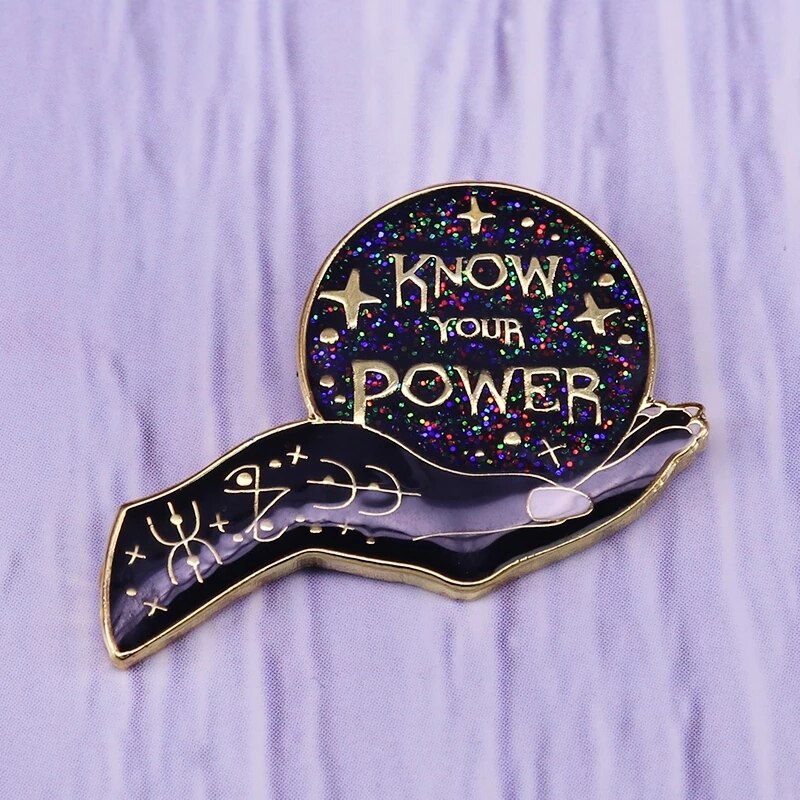 Know your power Girl gang magic brooch crystal ball badge Embrace your inner witch with this fabulous feminist pin! - my-magic-mirror