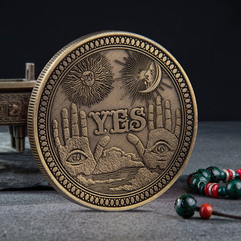 Yes or No Prediction Decision Coin Ouija All-Seeing Eye or Death Angel Gothic Copper Plated Coin Souvenir Commemorative Coin - my-magic-mirror