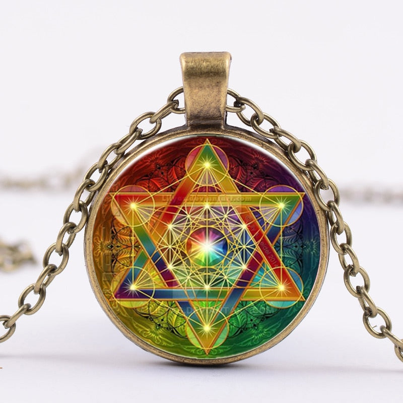 Greece Sacred Geometry Metatron Cube Necklace Chic Flower of Life Chakra Spiritual Pendant Necklace Magic Hexagram Choker - my-magic-mirror