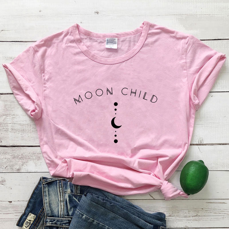 Moon Child Women T-shirt Spiritual Girl Gothic Black Tshirt Aesthetic Graphic Witchy Tee Shirt Top Camiseta Dropshipping - my-magic-mirror