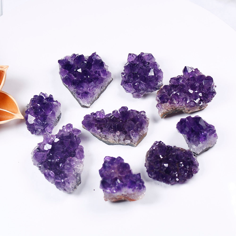 Natural Raw Amethyst Quartz Purple Crystal Cluster Healing Stones Specimen Home Decoration Crafts Decoration Ornament - my-magic-mirror