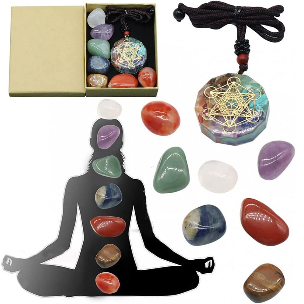 Orgone Pendant Kit 7 Chakra Healing Crystals Stones Metatron Cube Orgonite Pendant Energy Generator Necklace Spiritual Enhance - my-magic-mirror