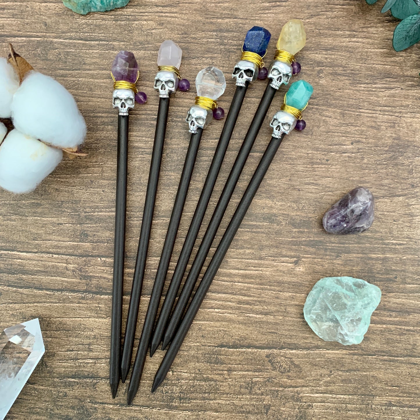 Handmade Crafts Vintage Witch wand magic wand Crystal Hairpin Witch Branch White Quartz Hair Stick wiccan Bridal Wedding Gift - my-magic-mirror