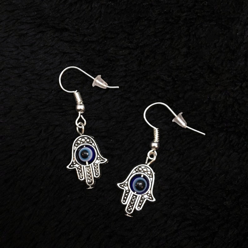 Mini Hamsa Hand Earrings Hand of Fatima Spiritual Yoga Buddha Evil Eye Pendant Protection Lucky Luck Love Religious Studs Eye - my-magic-mirror