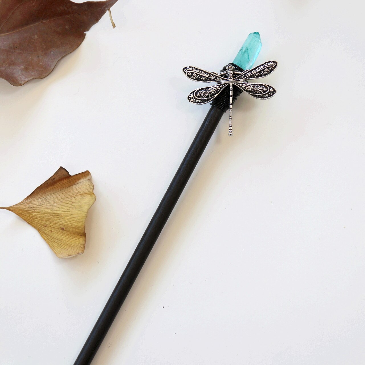 Handmade Crafts Vintage Witch wand magic wand Crystal Hairpin Witch Branch White Quartz Hair Stick wiccan Bridal Wedding Gift - my-magic-mirror