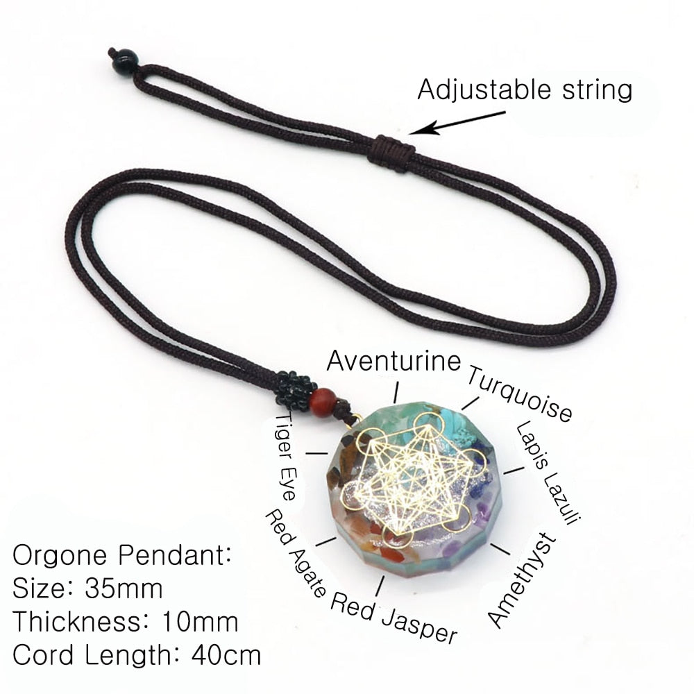 Orgone Pendant Kit 7 Chakra Healing Crystals Stones Metatron Cube Orgonite Pendant Energy Generator Necklace Spiritual Enhance - my-magic-mirror