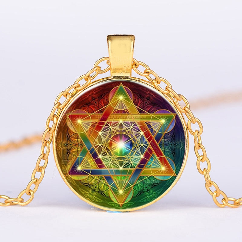 Greece Sacred Geometry Metatron Cube Necklace Chic Flower of Life Chakra Spiritual Pendant Necklace Magic Hexagram Choker - my-magic-mirror