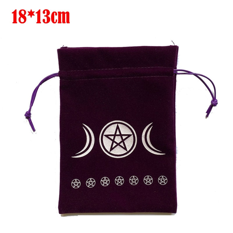 Velvet Moon Phase Tarots Oracle Cards Storage Bag Runes Constellation Witch Divination Accessories Jewelry Dice Bag - my-magic-mirror