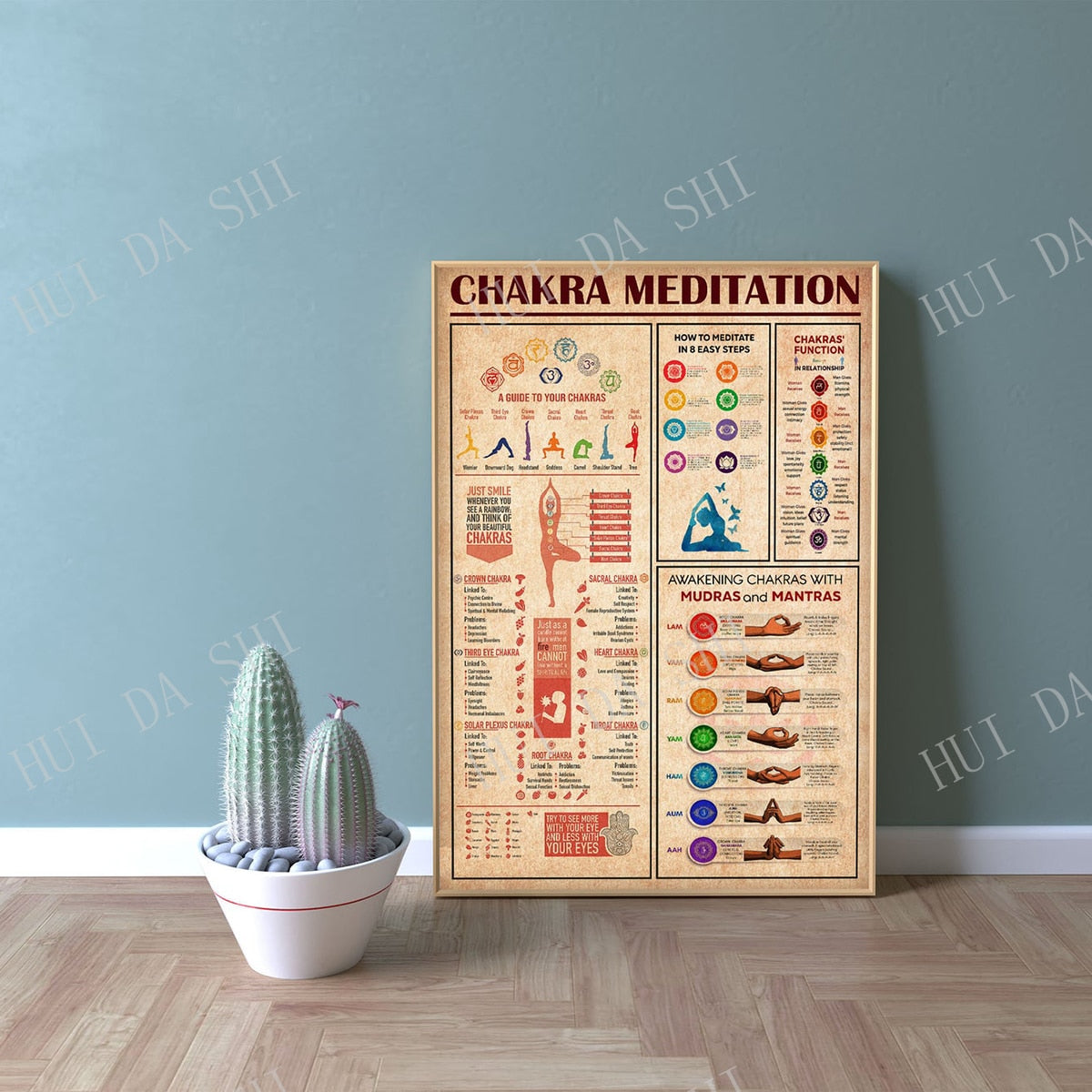 Yoga Poster - Chakra Meditation, Charkra Healing Wall Art, Practice Yoga From Home, Yoga Studio Decor, Best Gift Ever - my-magic-mirror