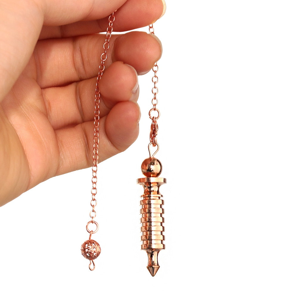 New Metal Pendulum For Dowsing Divination Reiki Healing Spiritual Wicca Amulet Antique Copper Spiral Cone Chains Pendant Jewelry - my-magic-mirror