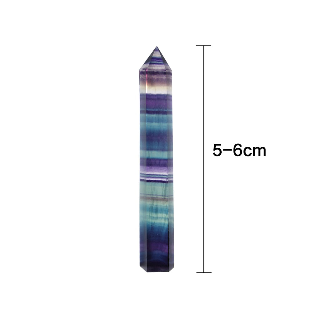 Natural Fluorite Crystal Colorful Striped Fluorite 4-7CM Quartz Crystal Stone Point Healing Hexagonal Wand Treatment Stone - my-magic-mirror